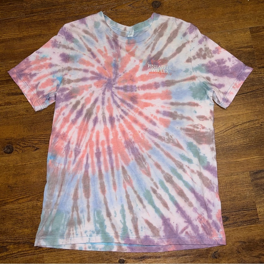 Pineapple Willy’s PCB Colorful Tie-Dye Short Sleeve Back Graphic Shirt Size L